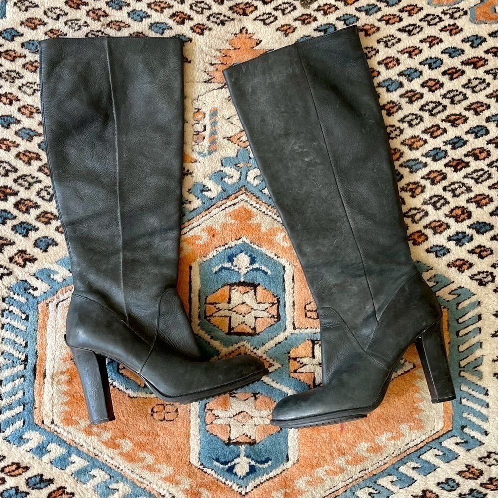 Enzo Angiolini Gray Blue Leather Heeled boots